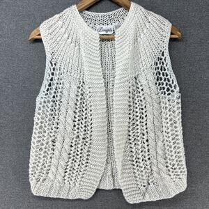 Vintage 70s 80s Donagain Open Front Knit Vest Women's Small Acrylic Korea AS-IS